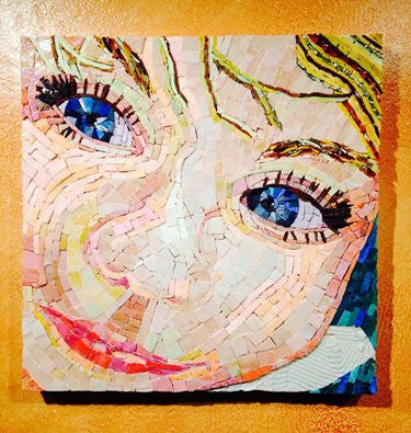 Baby Love, mosaic art, portrait COMMISSION MOSAIC AVAILABLE