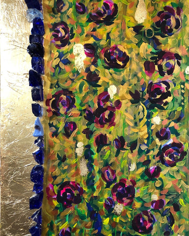 GOLDEN TRELLIS, acrylic and glass painting